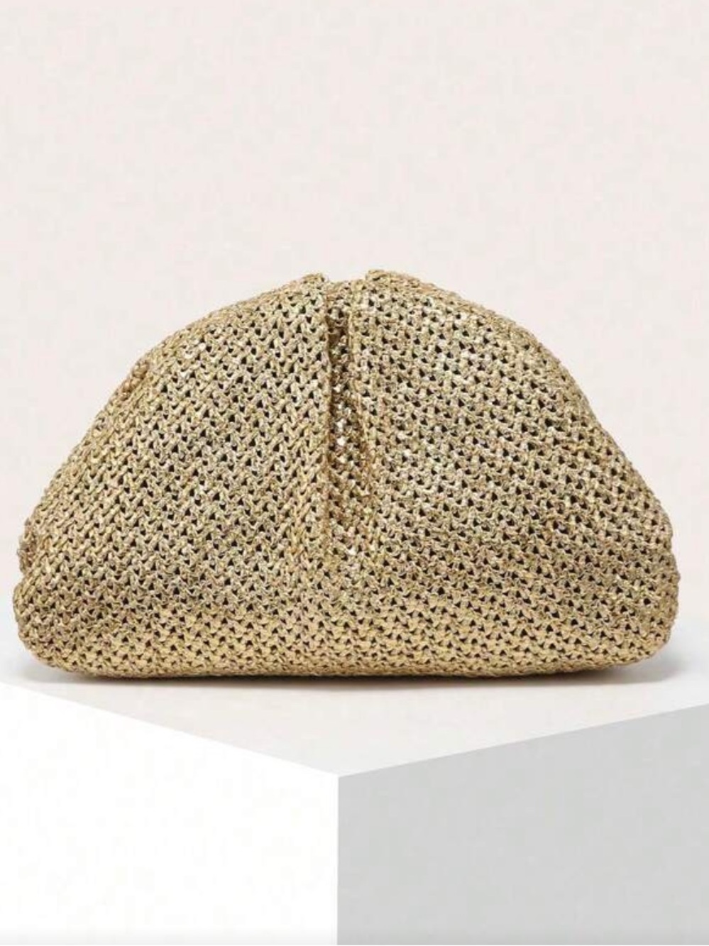 Gold Woven Clutch Bag -